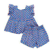 Load image into Gallery viewer, Pink Chicken Blue Lisbon Ditsy Baby Elsie 2- Piece Set
