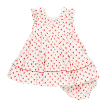 Load image into Gallery viewer, Pink Chicken Paper Hearts Baby Judith Dress Set
