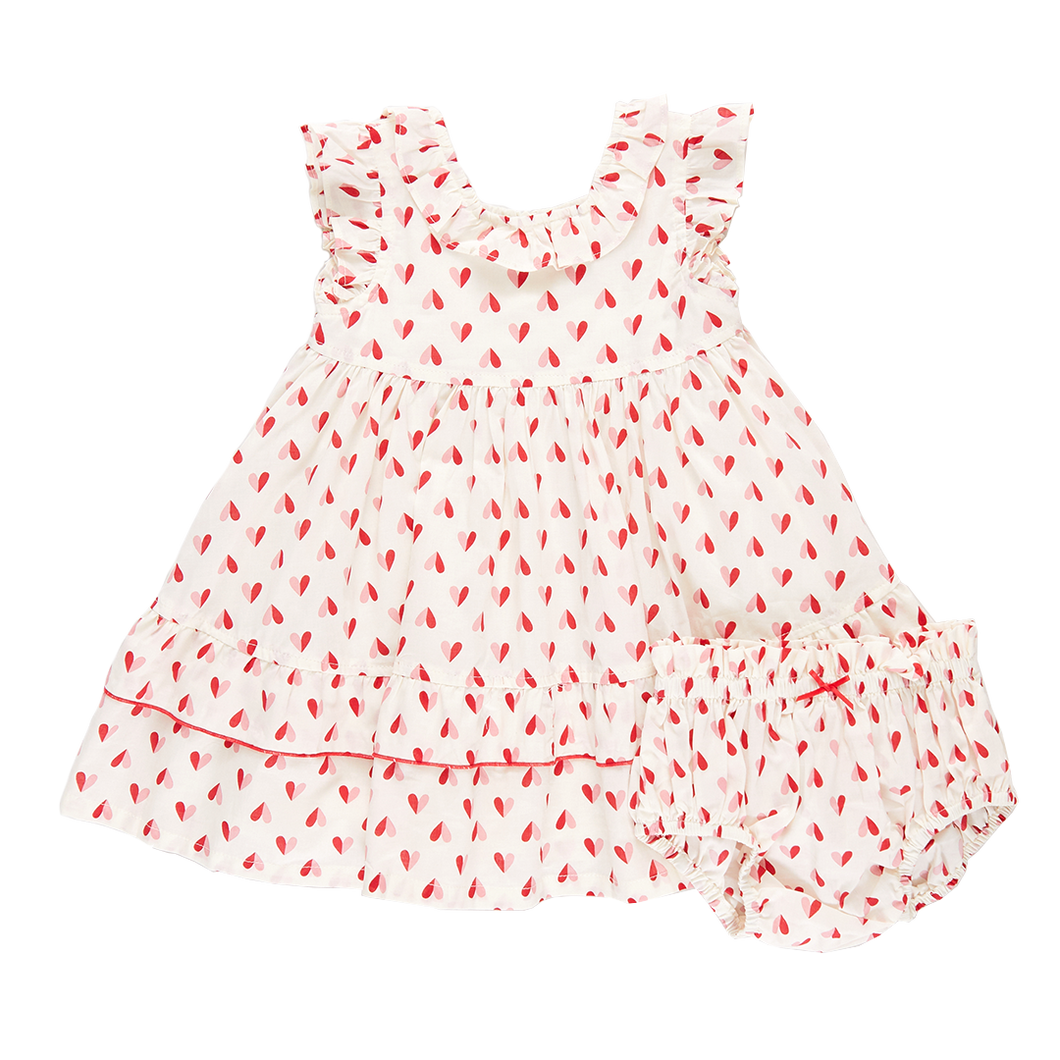 Pink Chicken Paper Hearts Baby Judith Dress Set