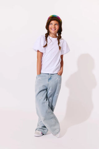 LOLA + THE BOYS CRYSTAL BOWS JEANS