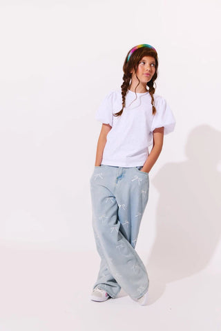LOLA + THE BOYS CRYSTAL BOWS JEANS