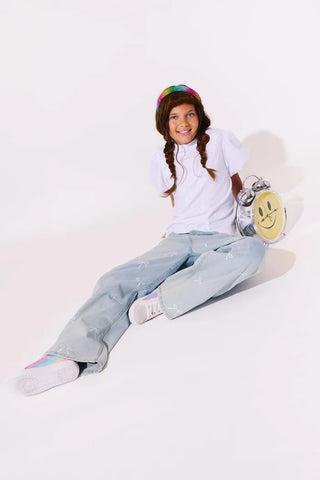 LOLA + THE BOYS CRYSTAL BOWS JEANS