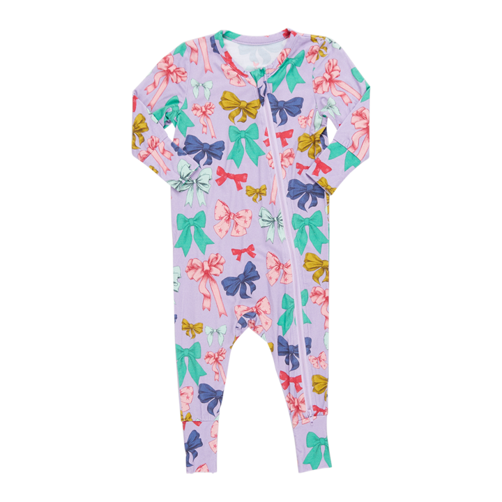 Pink Chicken Baby Bamboo Romper- Bow Party