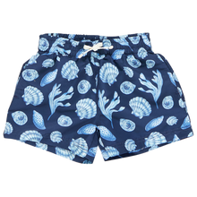 Load image into Gallery viewer, Pink Chicken Blue Sea Shells Boys Swim Trunks

