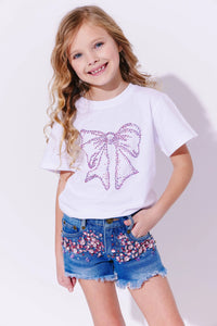 Lola & The Boys Crystal Bow T-shirt