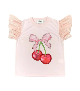 LOLA + THE BOYS CRYSTAL CHERRY RUFFLE T-SHIRT