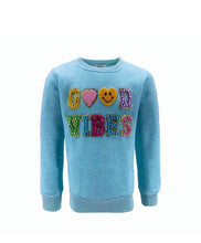 Load image into Gallery viewer, Lola &amp; The Boys Crystal Good Vibes Sweatshirt
