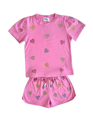 LOLA + THE BOYS CRYSTAL HEARTS SHORT SET
