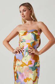 ASTR The Label Annabeth Lime Rust Floral Dress