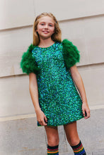 Load image into Gallery viewer, Lola &amp; The Boys Feather Party Dress- Jade
