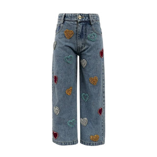 LOLA + THE BOYS GEMS RAINBOW HEART JEANS