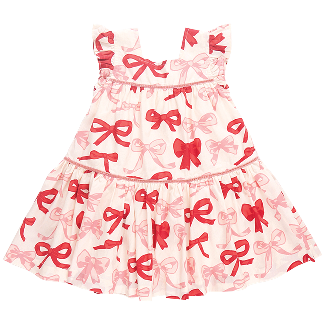 Pink Chicken Valentine Bows Camelia Dress