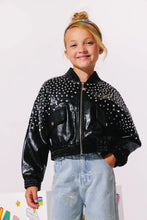 Load image into Gallery viewer, Lola + The Boys Rockstar Studded Vegan Leather Bomber
