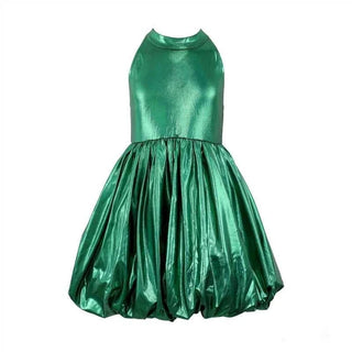 LOLA + THE BOYS METALLIC BOW BUBBLE DRESS