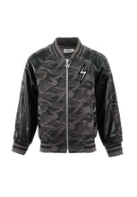 Load image into Gallery viewer, Lola + The Boys Camo Flash Leather Bomber

