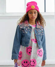 Load image into Gallery viewer, Lola &amp; The Boys Sparkle Queen Gem Denim Jacket
