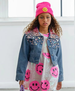 Lola & The Boys Sparkle Queen Gem Denim Jacket