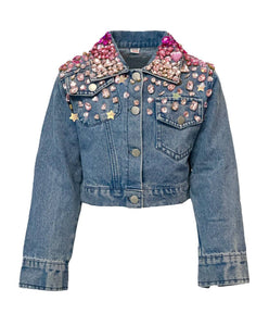 Lola & The Boys Sparkle Queen Gem Denim Jacket