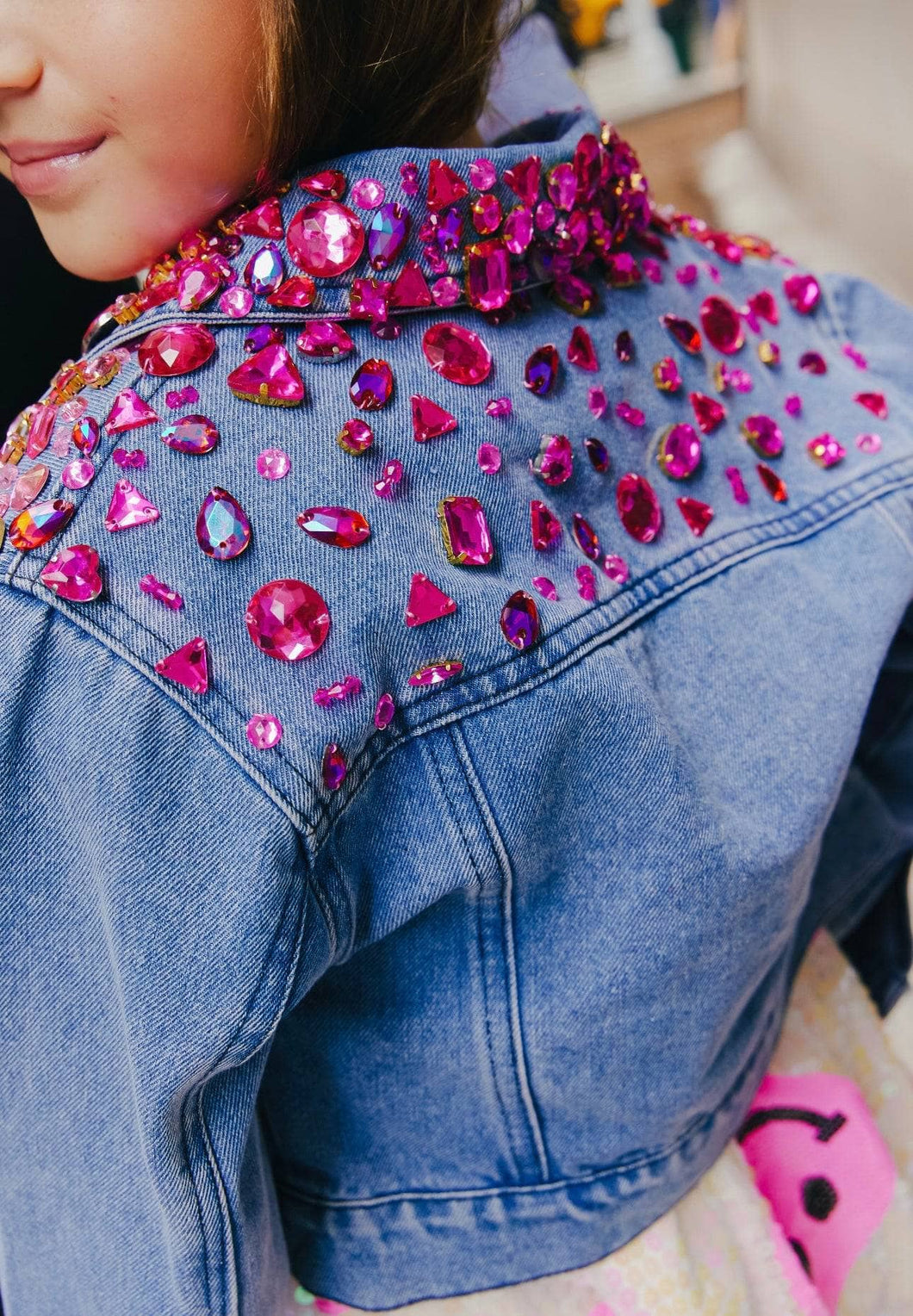 Lola & The Boys Sparkle Queen Gem Denim Jacket