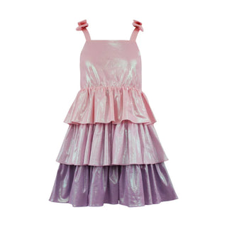LOLA + THE BOYS PASTEL OMBRE SHIMMER BOW DRESS