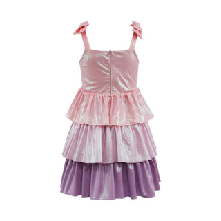 LOLA + THE BOYS PASTEL OMBRE SHIMMER BOW DRESS