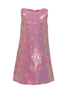 Lola & The Boys Pink Stars Sequin Dress