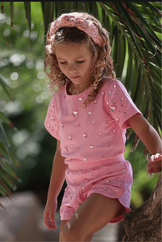 LOLA + THE BOYS PINKY GEMS SHORT SET