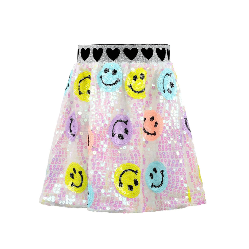 Lola & The Boys Rainbow Emoji Sequin Skirt