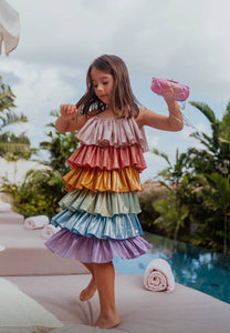 Lola & The Boys Rainbow Metallic Tiers Dress