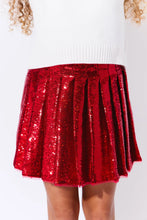 Load image into Gallery viewer, Lola + The Boys Scarlet Pleated Shimmer Skirt
