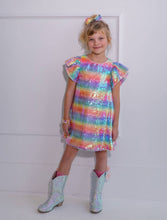 Load image into Gallery viewer, Lola &amp; The Boys Sequin Rainbow Shimmer Dress
