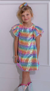 Lola & The Boys Sequin Rainbow Shimmer Dress