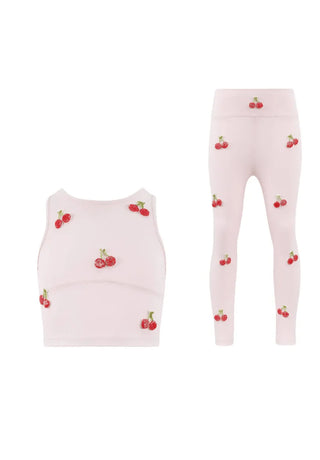 LOLA + THE BOYS CHERRY BEADED ATHLETIC SET