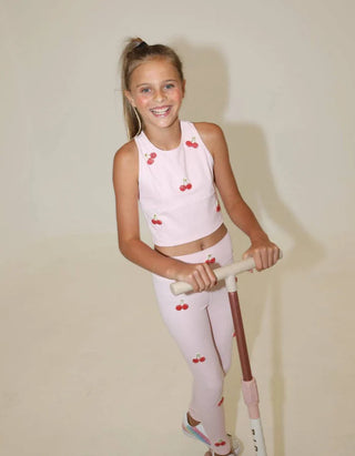 LOLA + THE BOYS CHERRY BEADED ATHLETIC SET