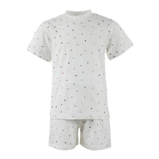 LOLA + THE BOYS WHITE RAINBOW GEMS SHORT SET