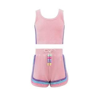 LOLA + THE BOYS RAINBOW VELOUR  SEQUIN TANK SET