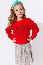 Load image into Gallery viewer, Lola + The Boys Shimmer Bow Sweatshirt
