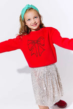Load image into Gallery viewer, Lola + The Boys Shimmer Bow Sweatshirt
