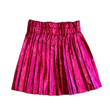 Load image into Gallery viewer, Lola &amp; The Boys Foil Moto Pleated Skirt- Hot Pink
