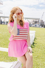 Load image into Gallery viewer, Queen of Sparkles Neon Pink American Flag Knit Set
