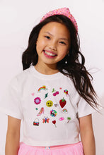 Load image into Gallery viewer, LOLA + THE BOYS SPARKLE DOODLE CROP T SHIRT

