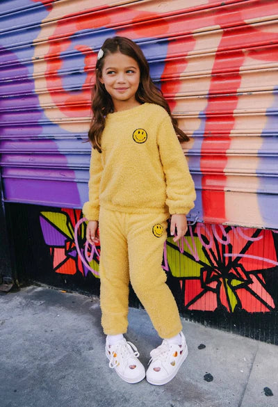 Lola + The Boys Sunshine Smile Patch Fuzzy Set- Yellow