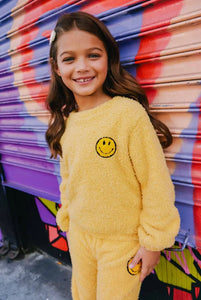 Lola + The Boys Sunshine Smile Patch Fuzzy Set- Yellow