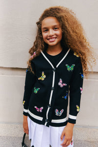 Lola & The Boys Butterfly Patch Cardigan