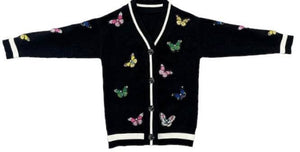 Lola & The Boys Butterfly Patch Cardigan