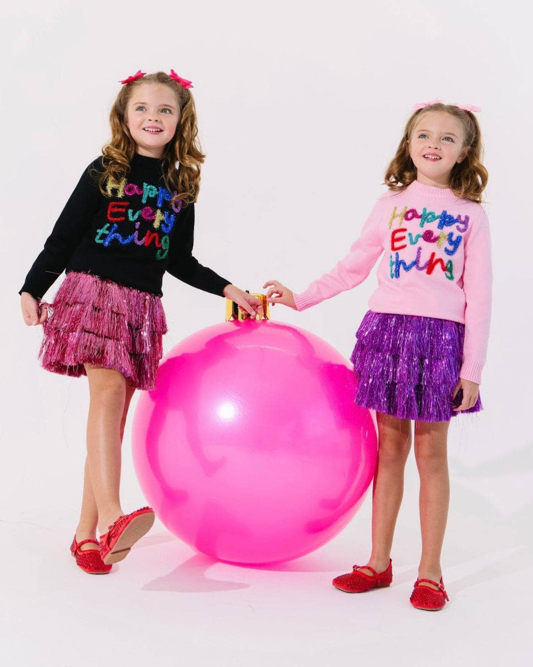 Lola + The Boys Happy Everything Tinsel Sweater- Pink