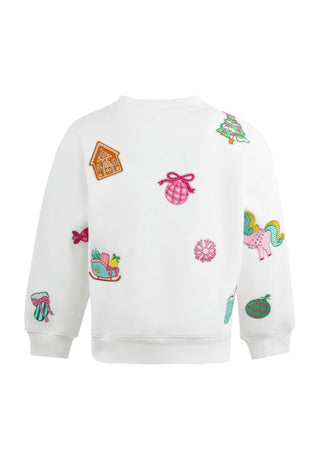 LOLA + THE BOYS SWEET HOLIDAY PATCH SWEATSHIRT