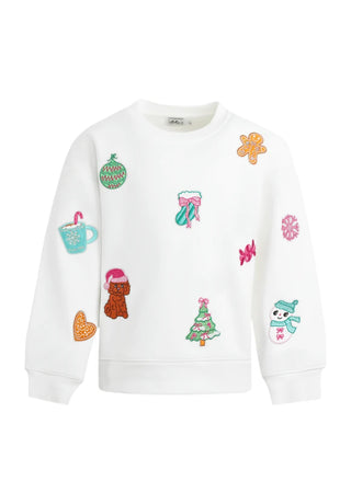 LOLA + THE BOYS SWEET HOLIDAY PATCH SWEATSHIRT