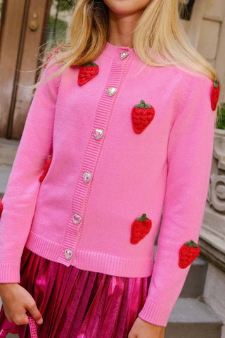 LOLA + THE BOYS SWEET STRAWBERRY CARDIGAN
