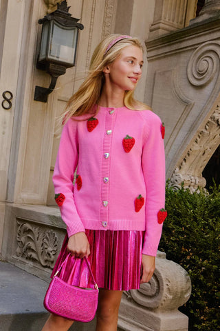 LOLA + THE BOYS SWEET STRAWBERRY CARDIGAN